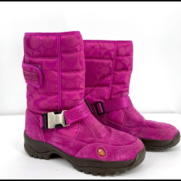 Hot Pink “Sandi” Coach Logo Snow Boots